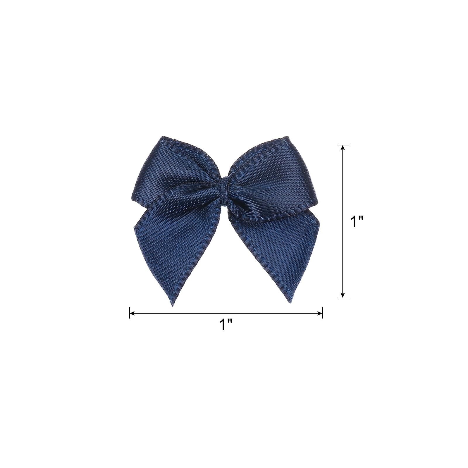 50 PCS Mini Ribbon Bow 1 Inch Fabric Satin Navy Blue Craft DIY Sewing Wedding