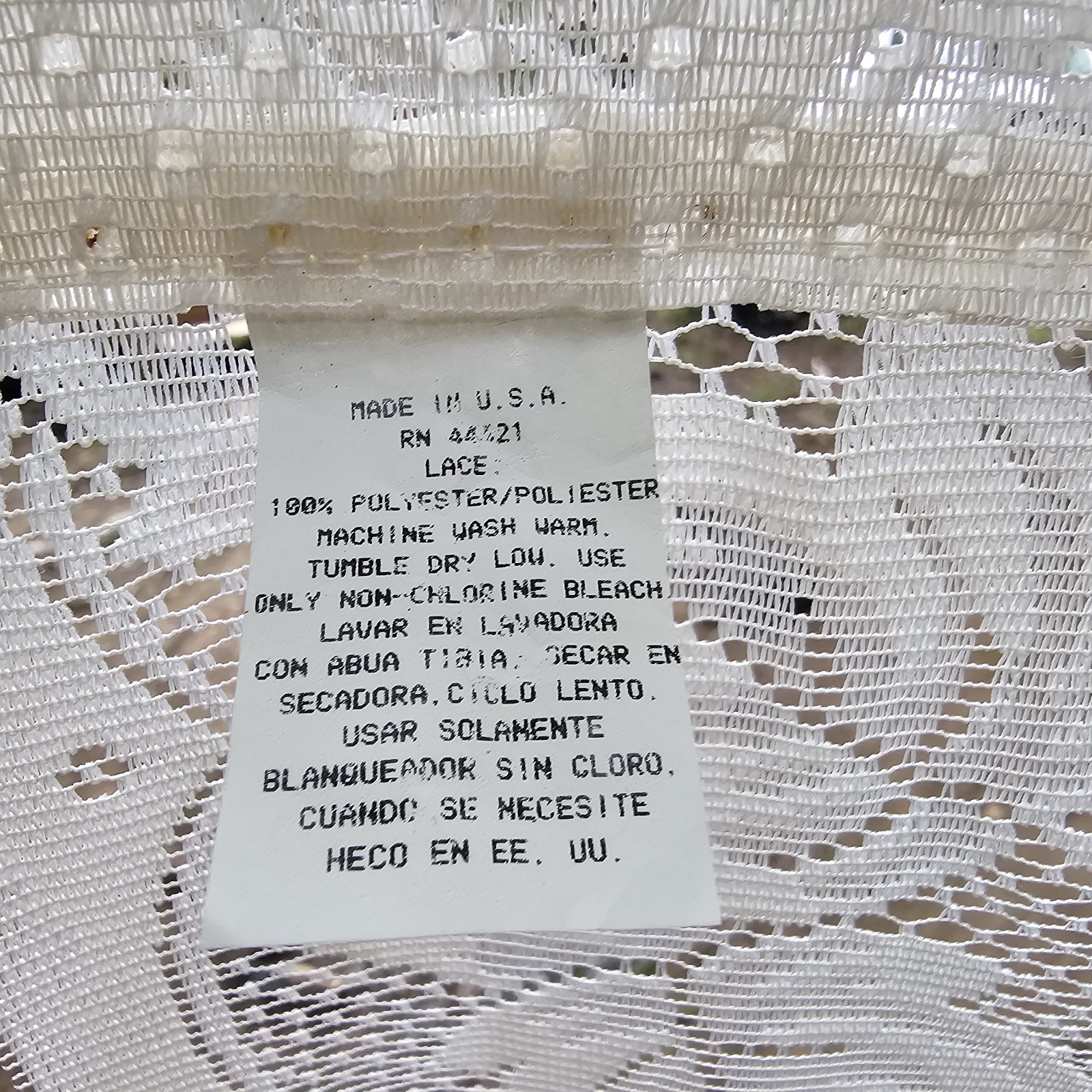 Vintage Ivory White Floral Lace Curtain Valance Scalloped Edge USA 70 x 36