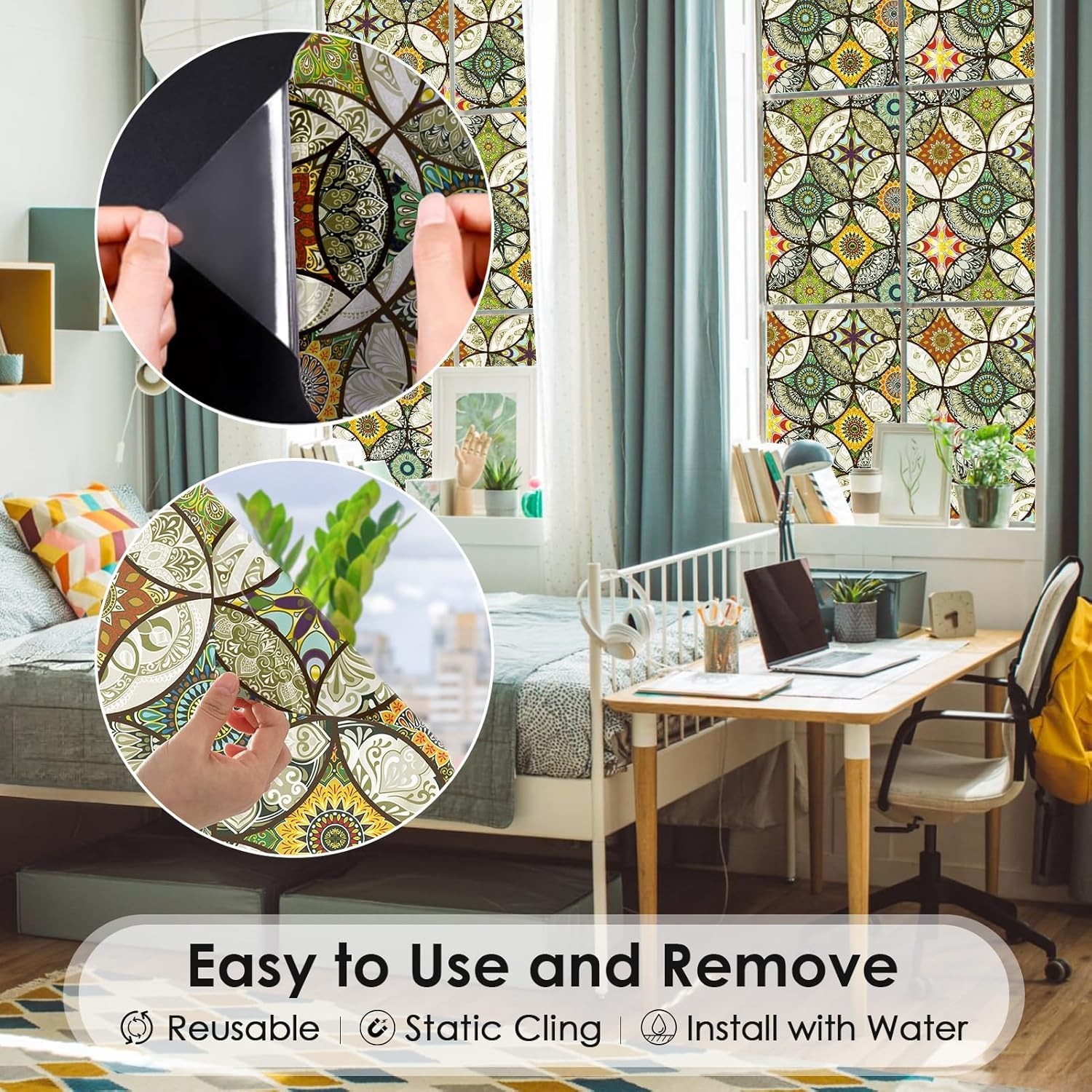 Static Cling Decorative Window Film with Installation Tools Non Adhesive Priv…