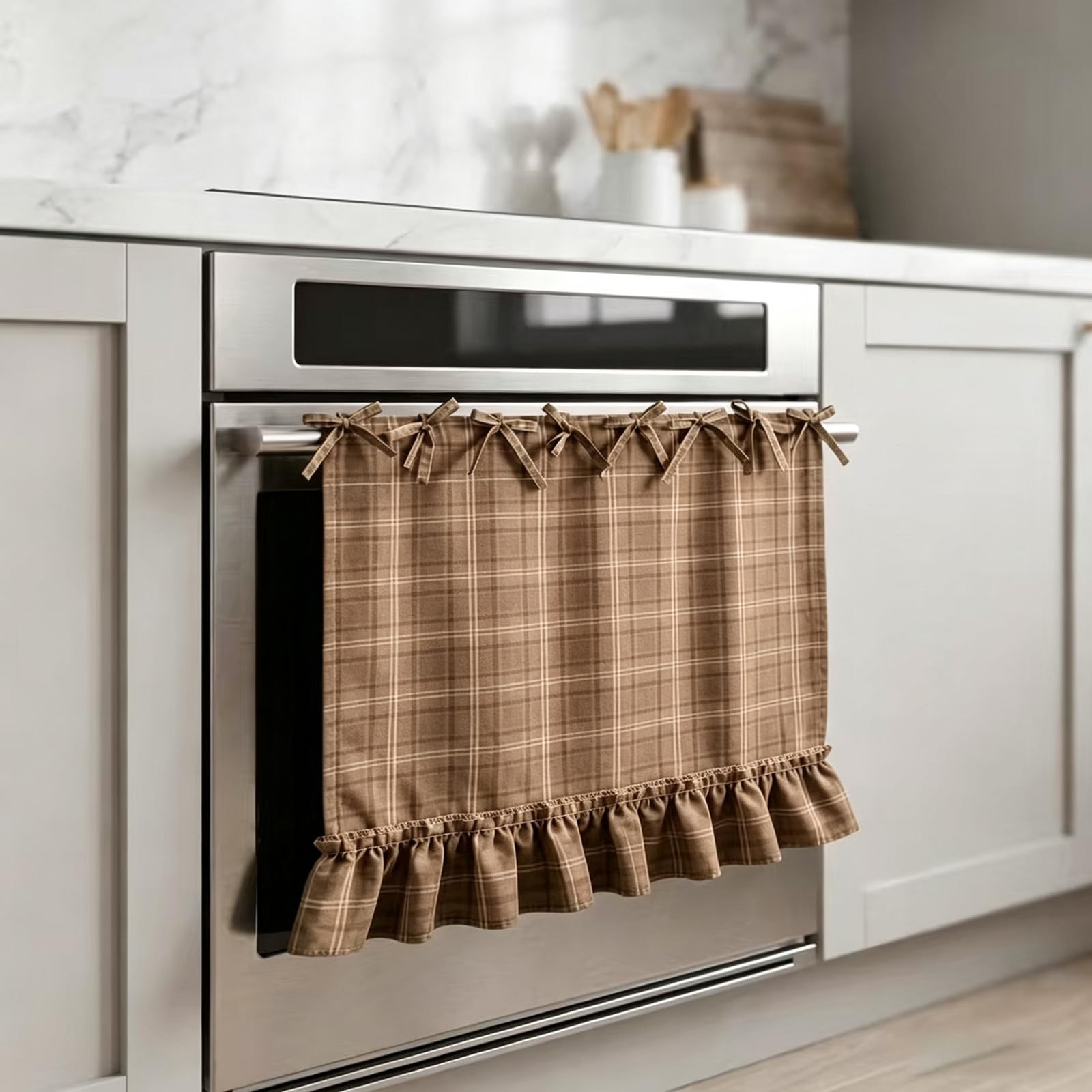 Handmade Farmhouse Oven Skirt Curtain for Kitchen Decor, 30 x 21.5 Inch Polye…