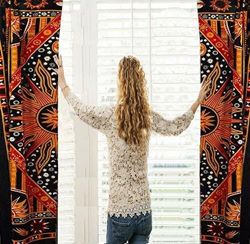 Indian Celestial Sun Moon Star Mandala Curtain Tapestry Mandala Door Curtains