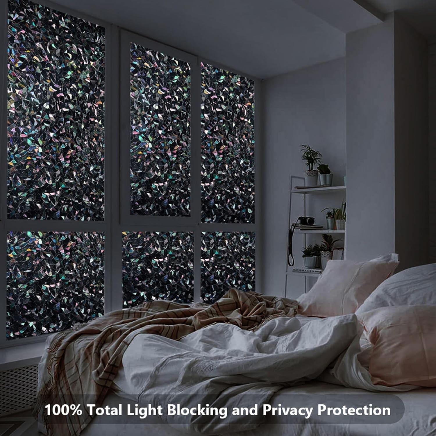 Window Privacy Film Total Blackout Decorative Window Film, Static Cling Darke…