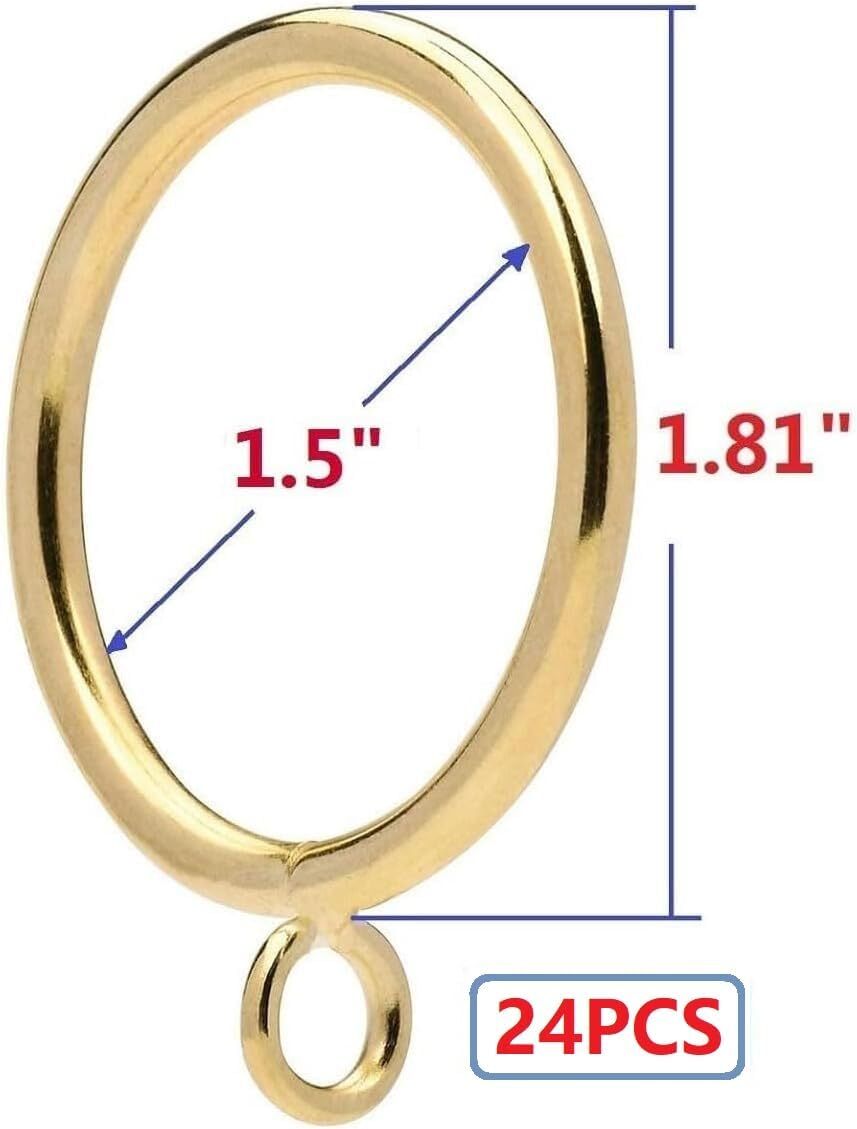 24 Pcs Gold 1.5inch Inner Diameter Metal Curtain Rings With Eyeletsfits Up To 1