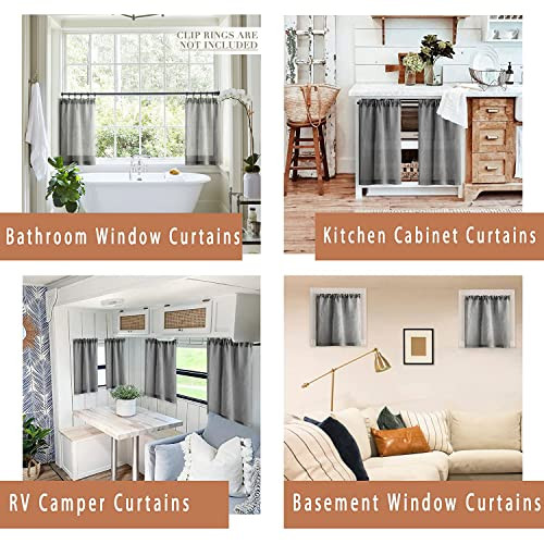 Dark Gray Curtains 24 Inch Length for Mini Kitchen Travel Half Window ,Small