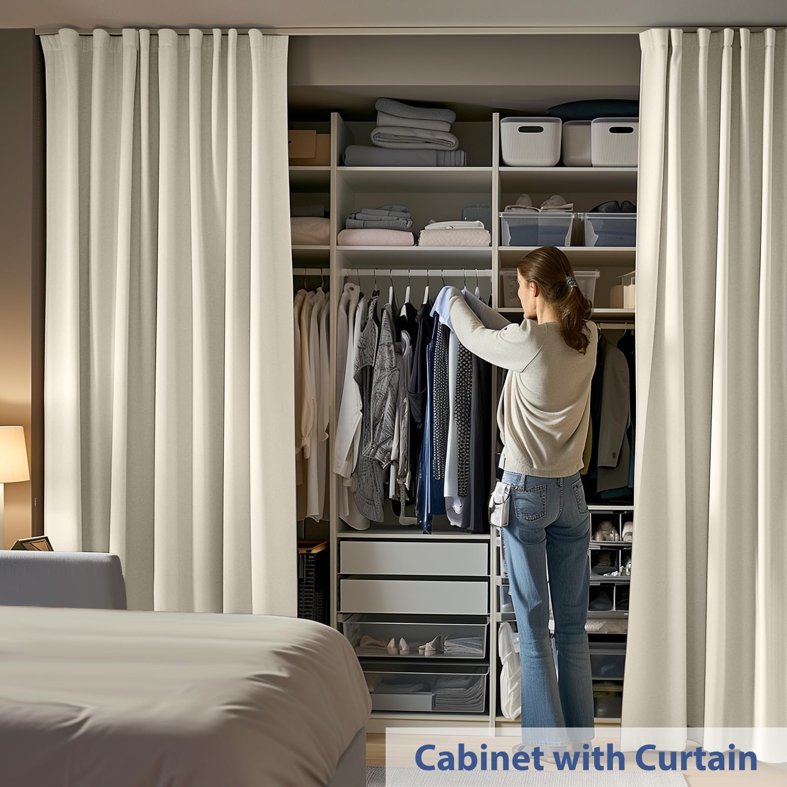 cbsroro Room Divider Ceiling Mounted Curtains Track Sets Extra Wide Blackout …