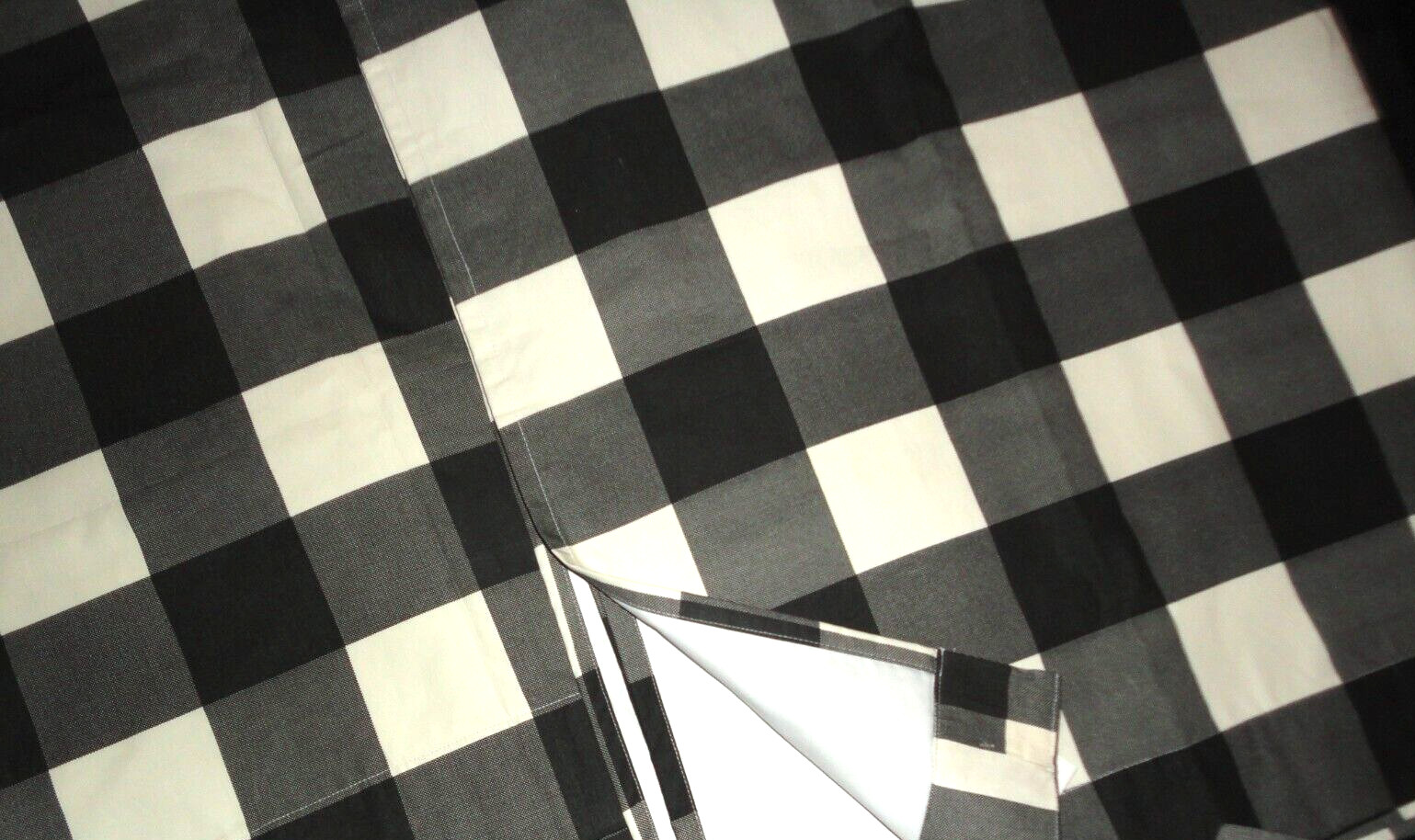 LAND OF NOD BLACK & OFF WHITE BUFFALO CHECKS BLACKOUT (2) WINDOW PANELS 44 X 63