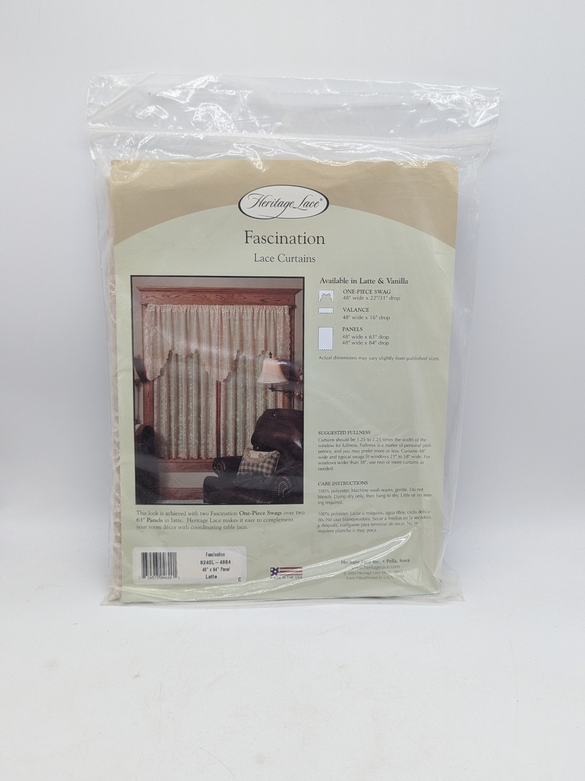 HERITAGE LACE CURTAINS FASCINATION 48″ X 84″ PANEL LATTE NEW MADE IN THE USA