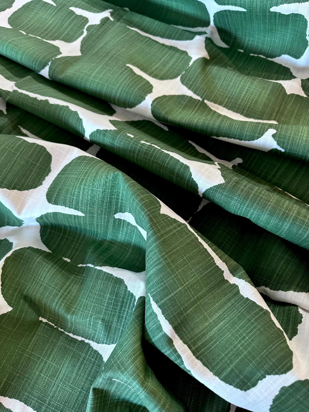 Curtains Made in the USA, Shibori Dot Green, Medium Weight Cotton Slub