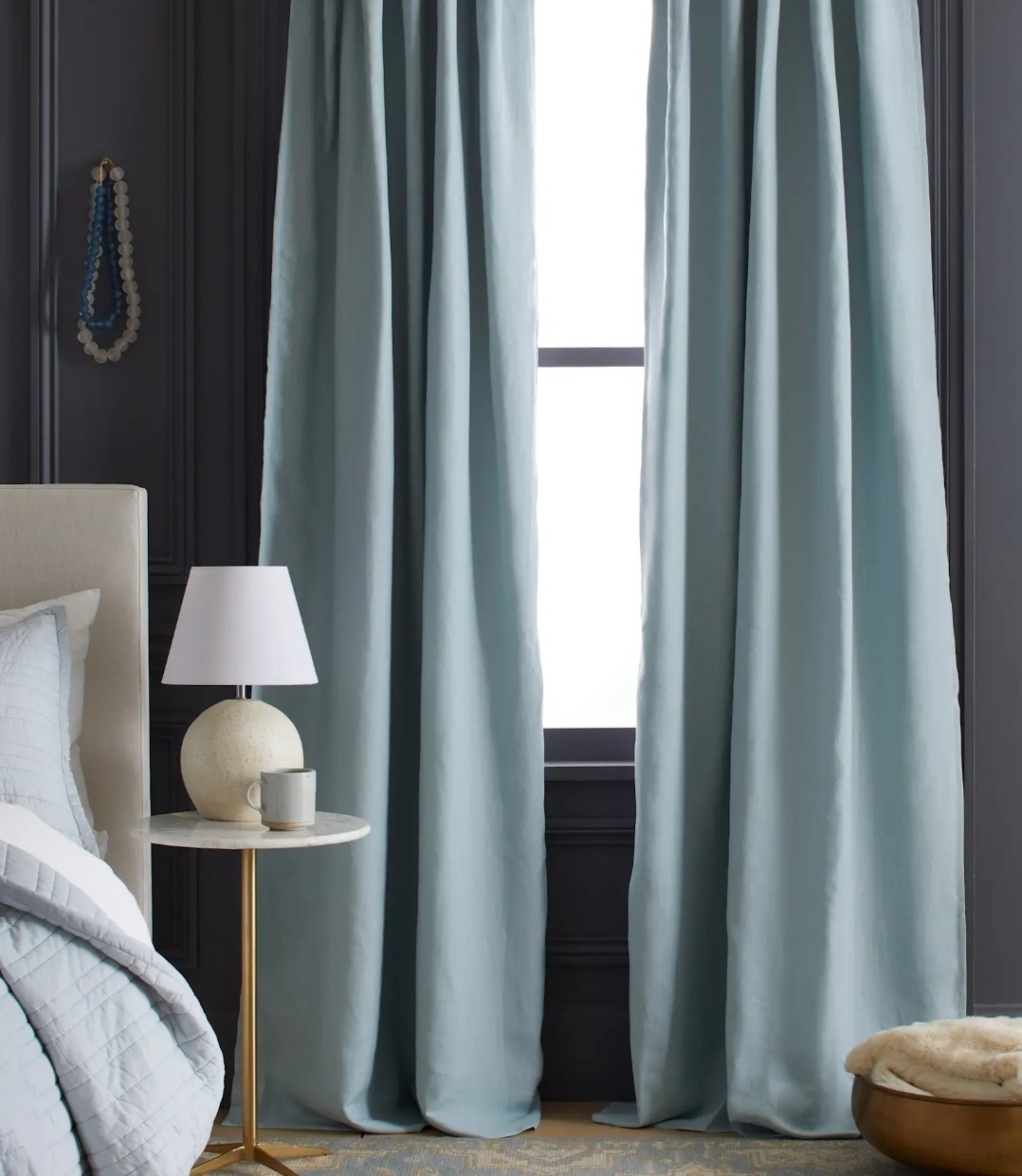 NWOT Quince 96″ x 96″ Linen Curtain Panels ROOM DARKENING Lined Set 2 Light Blue