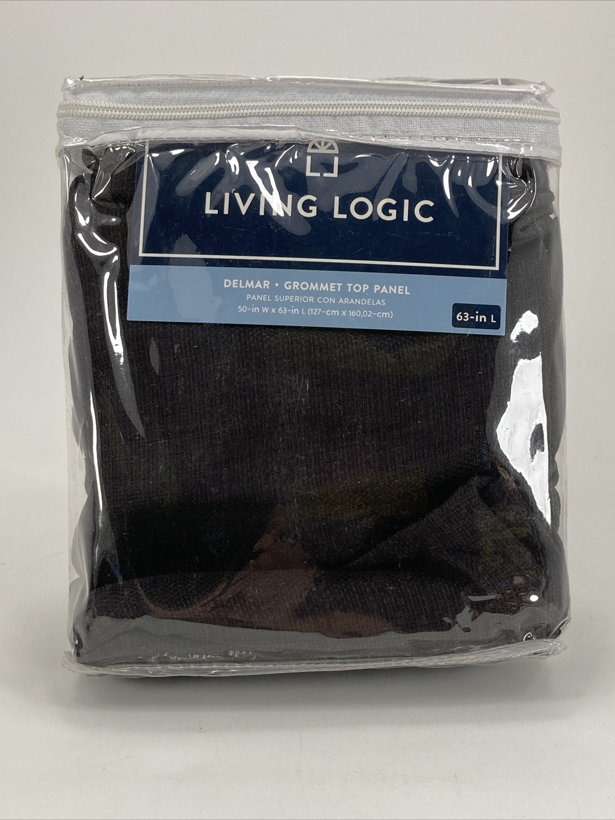 Living Logic DELMAR 50″ X 63″ Grommet Top Panel Curtain BLACK #1084999