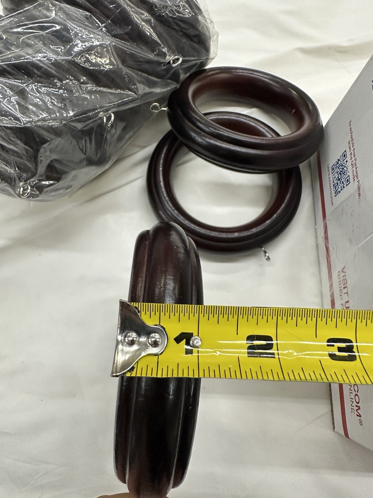 3 Inch Mahogany Rings For Wood Pole Window Drapes – Pack Of 10