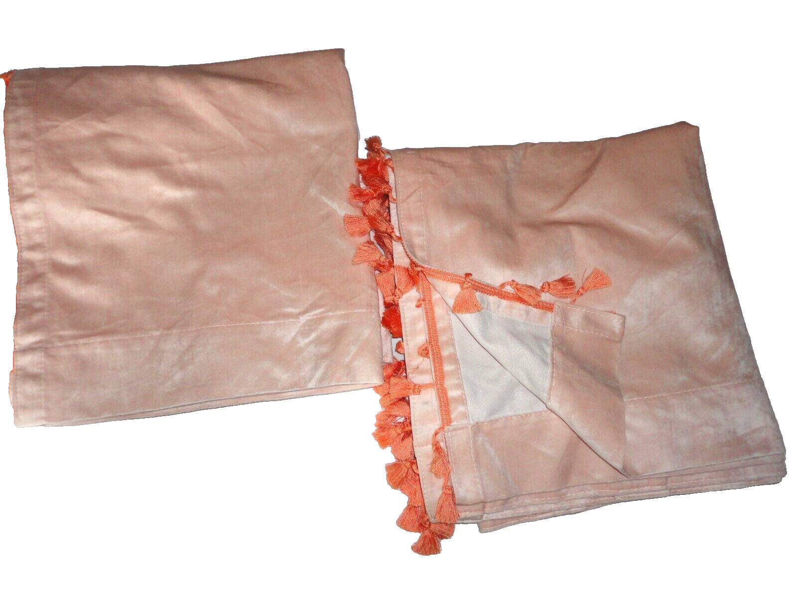 TARGET OPAL HOUSE BLUSH/ORANGE VELVET BOHO (2) PANELS CURTAINS 53×80