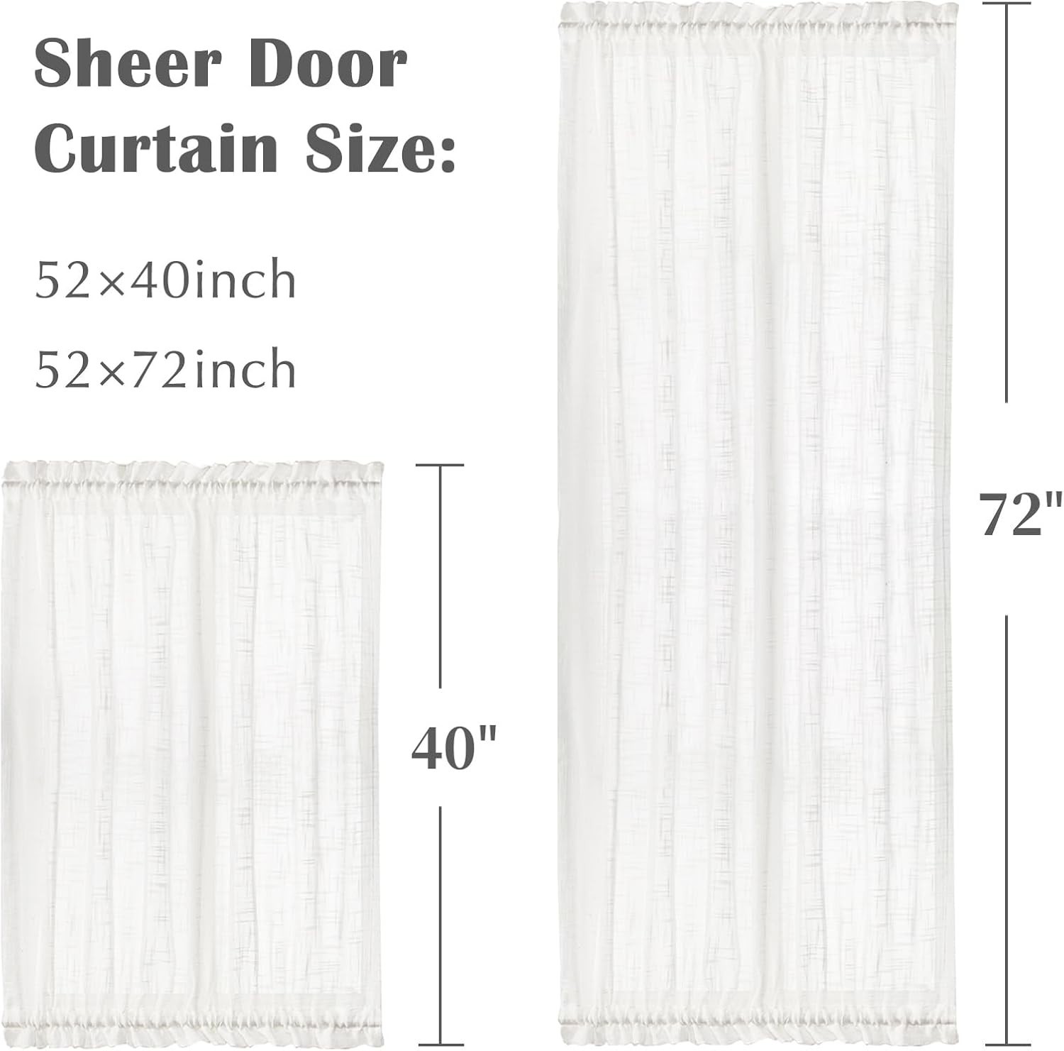 Linen French Door Curtain with Open Weave Door Curtain 40 Inches Long Drape R…