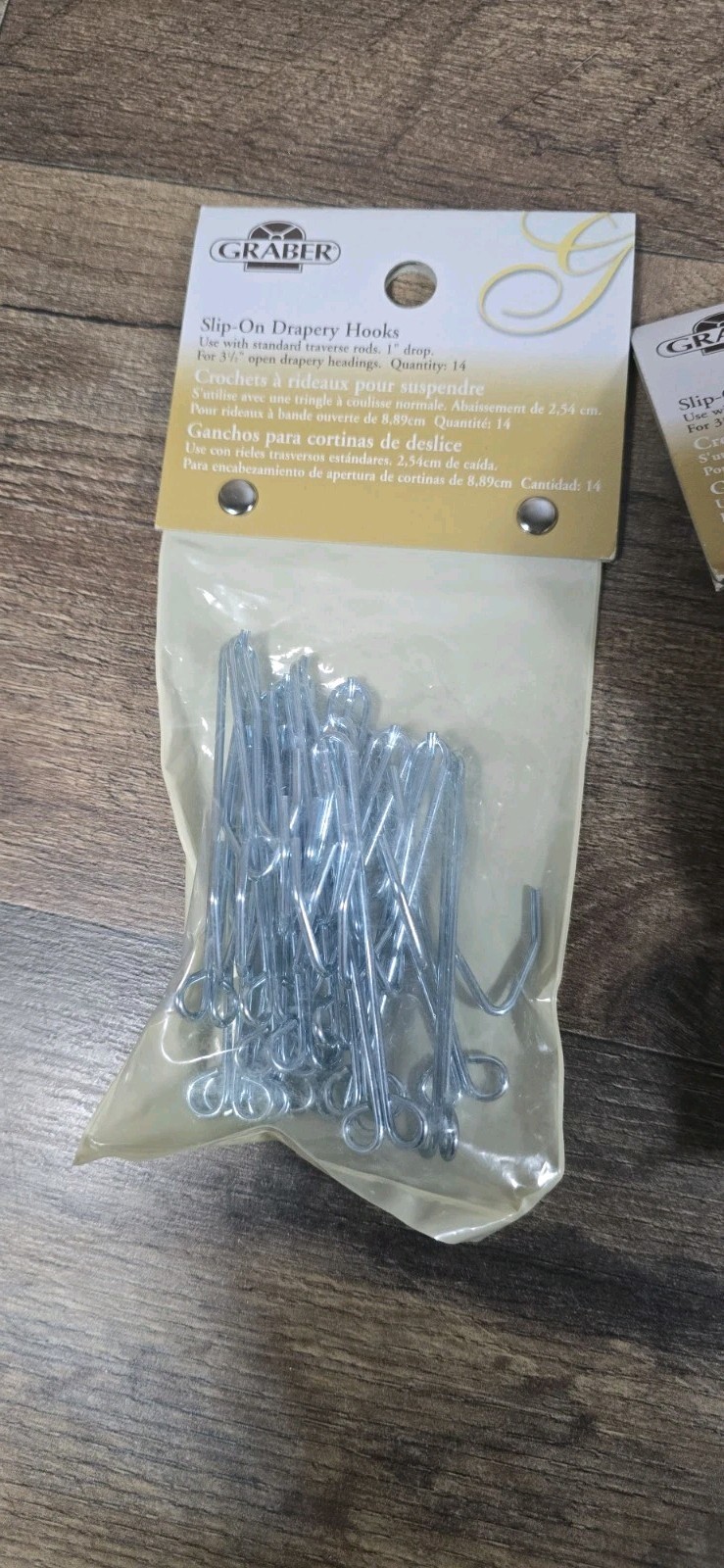 Graber Slip On Drapery Hooks with 1″Inch Drop for 3 1/2″ 5 Sets of 14 NEW