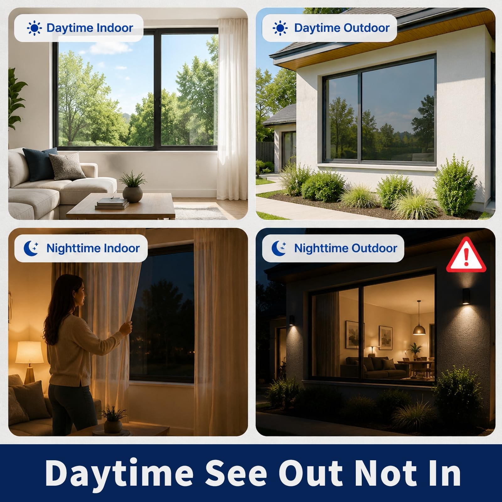 WPCTEV One Way Window Privacy Film, See 17.5 Inch x 6.5 Feet, Black Silver