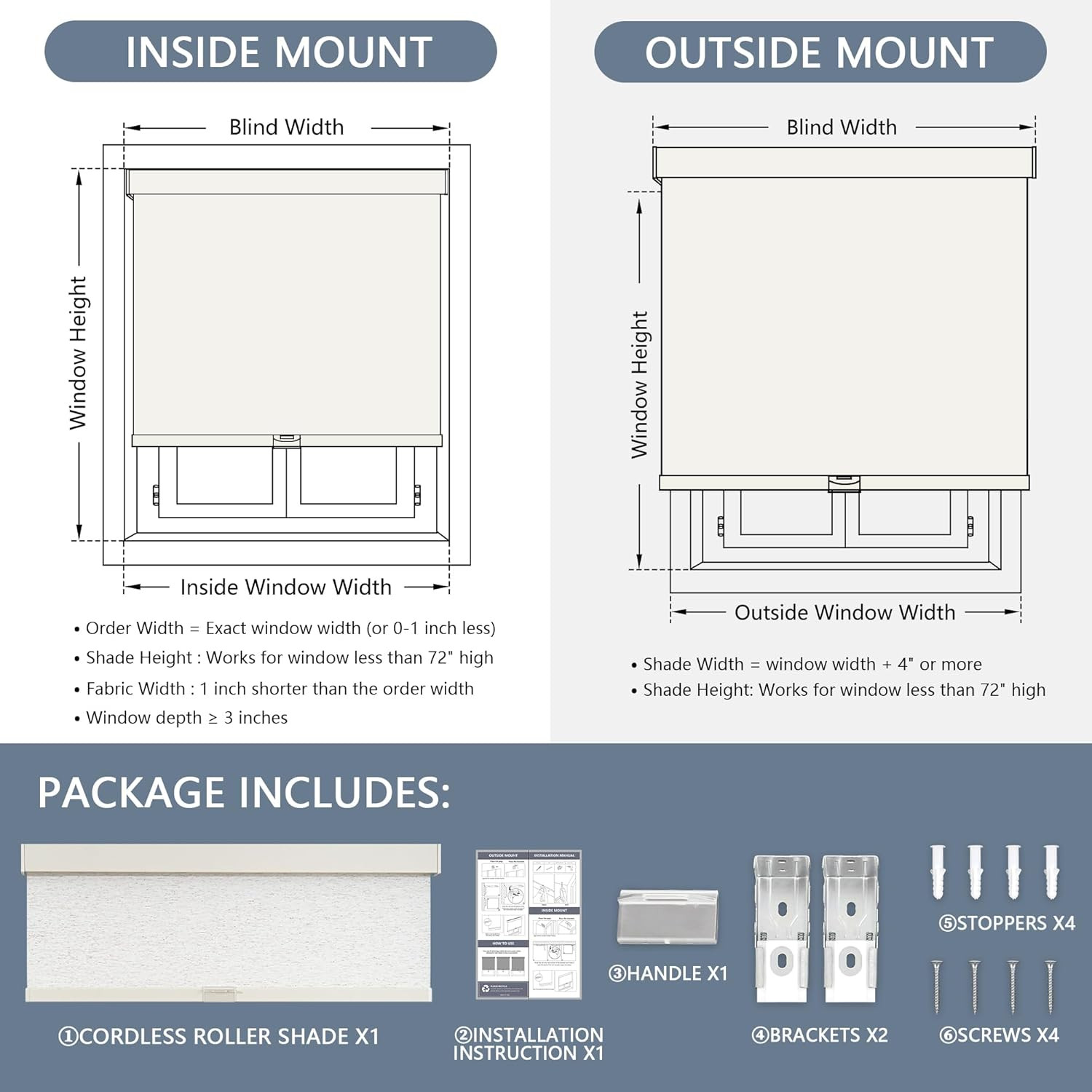 Cordless Blackout Roller Shades with Valance, Thermal Insulation, Linen Beige 34