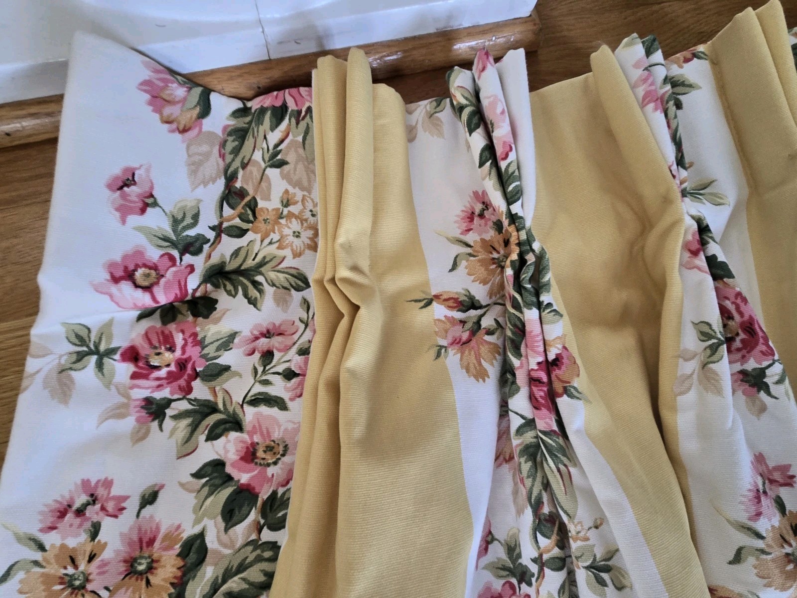 2 Custom Ralph Lauren Water Front Yellow Floral Pinch Pleat Drapes W41xL93