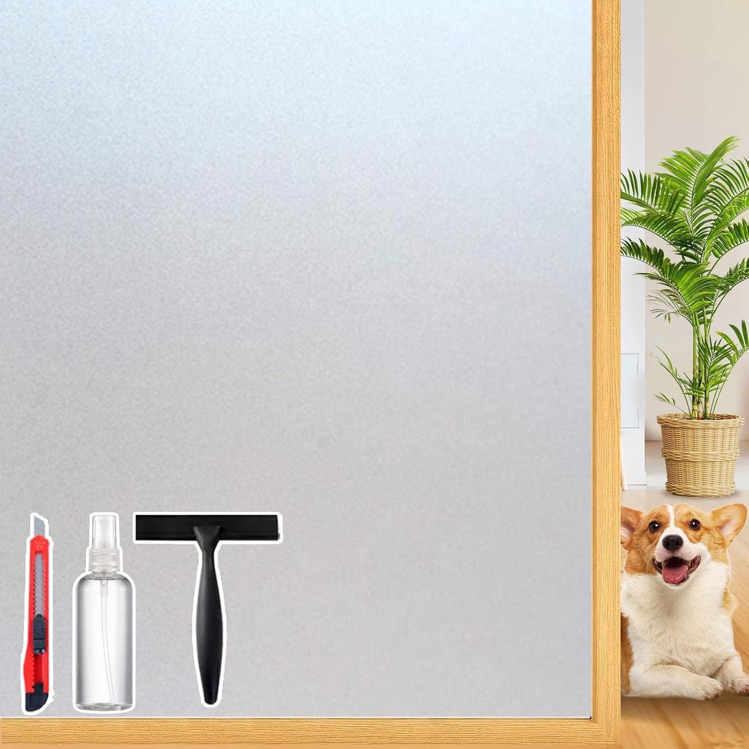 Frosted Glass Window Privacy Film 17.5 Inch x 78.74 Inch, White