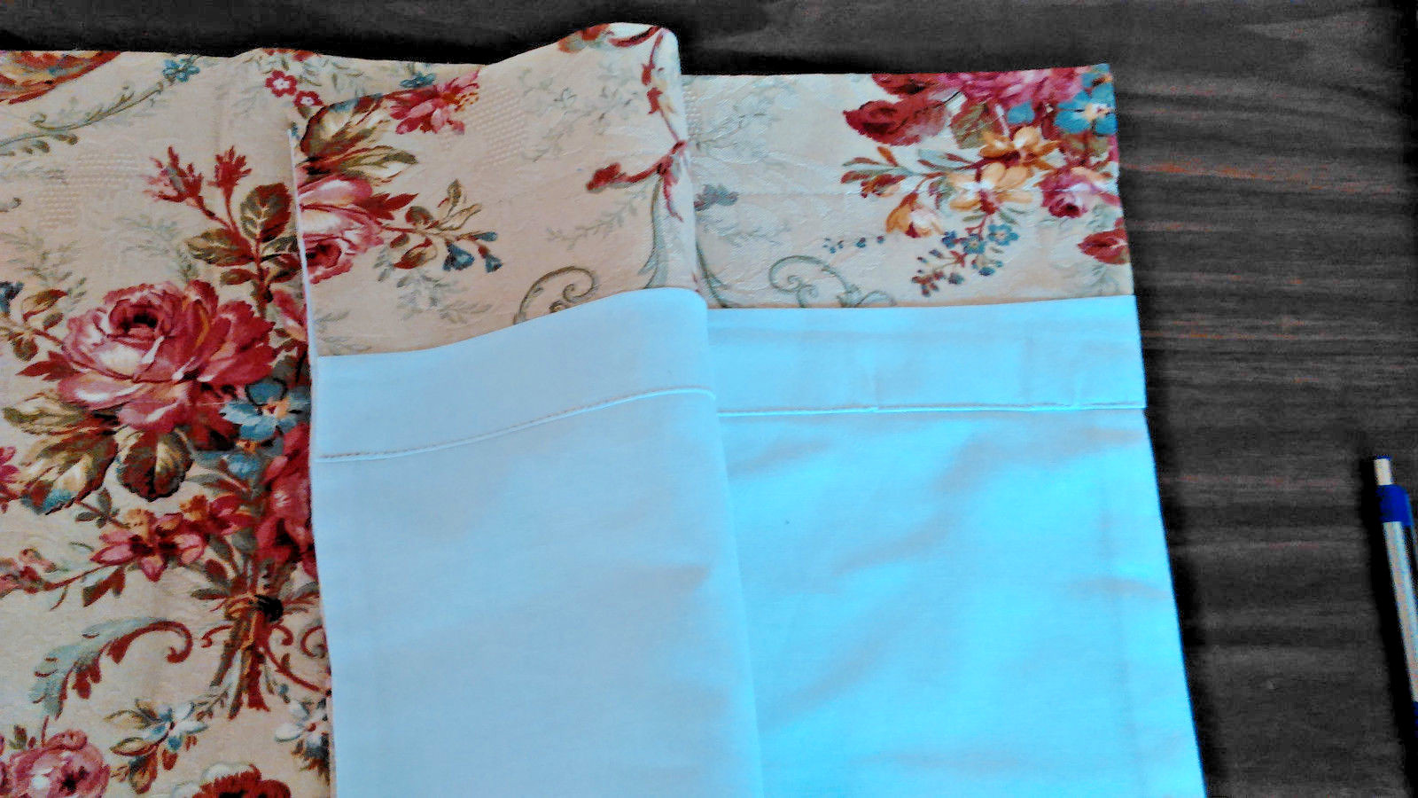 WAVERLY “TEA ROSE” CUSTOM LINED VALANCES- 3 AVAILABLE – COTTON BROCADE FINISH