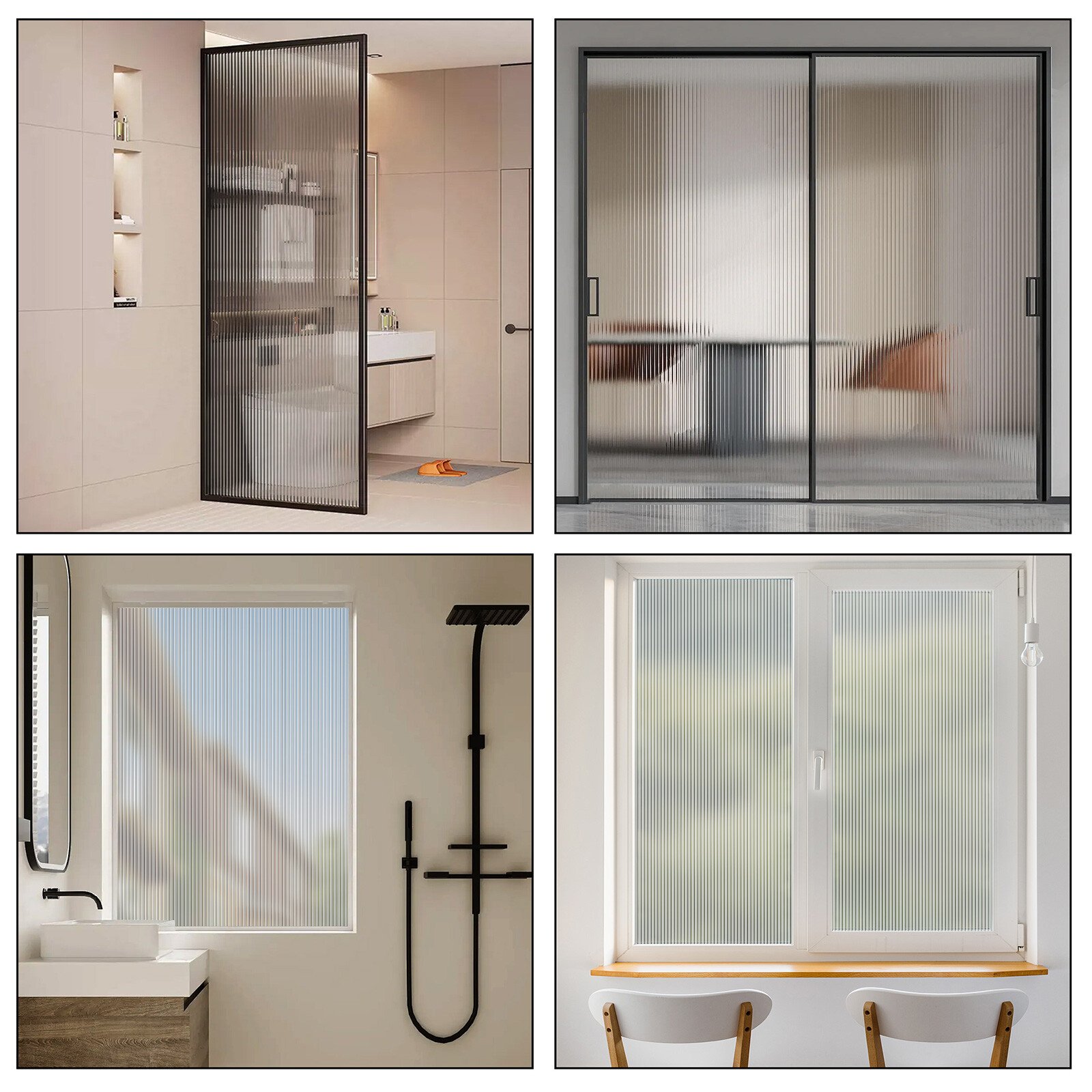 Privacy Window Film Reeded Glass Static Cling Sticker 78.7 x 17.8”