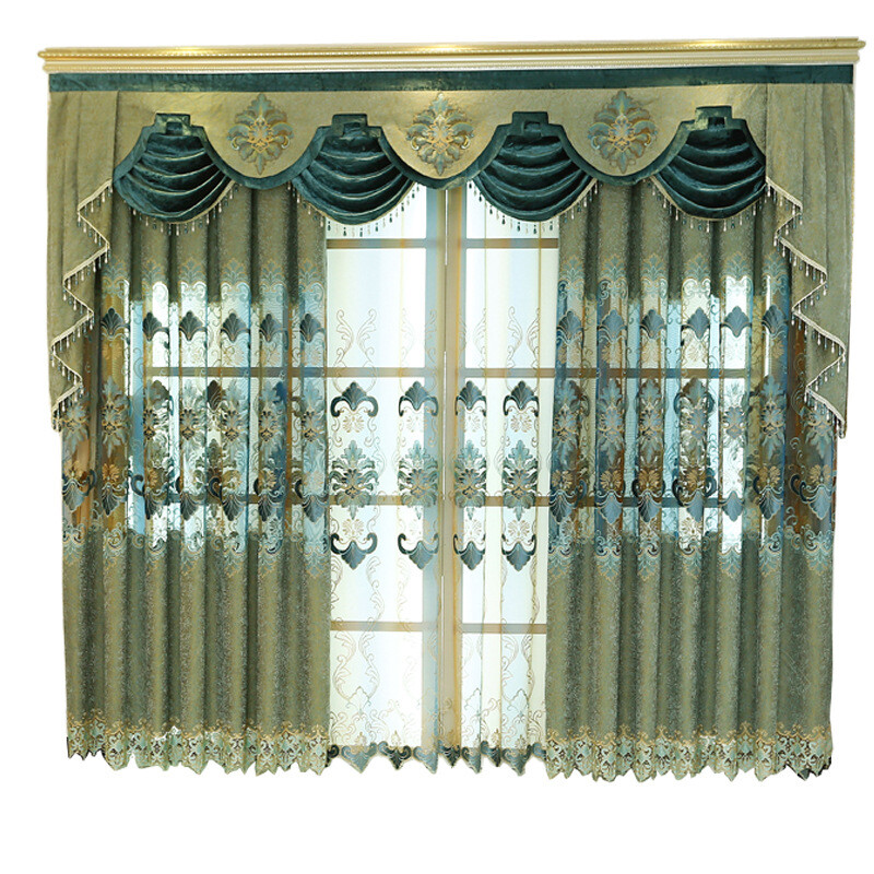 Blackout Chenille Curtain Water Soluble Embroidery Tulle Window Drape Modern New