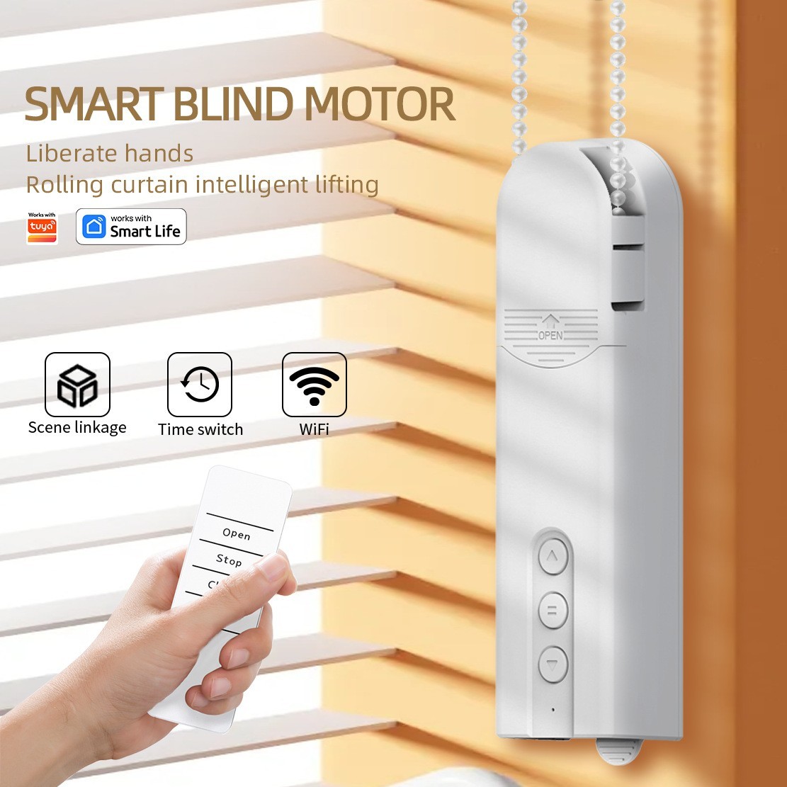Tuya WiFi Bluetooth Smart Rope Roller Curtain Motor Remote Control