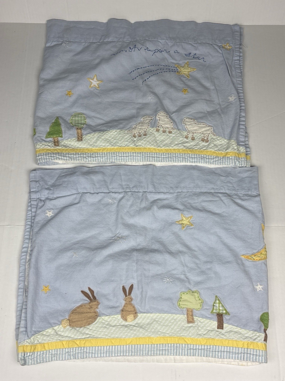 Pottery Barn Kids Wish Upon A Star Set Curtains Set Embroidered Bunny Star Tree