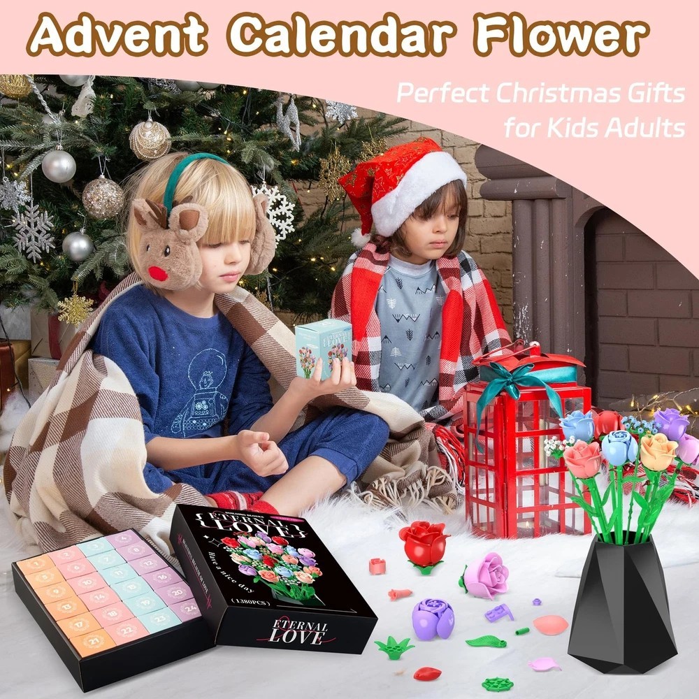 Flower Bouquet Advent Calendar 2025 for Adults Teens Kids, 24 Days Flower Bouqu