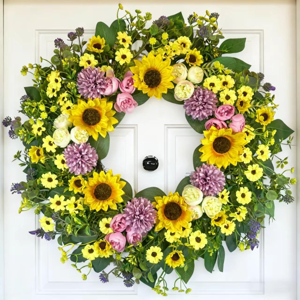 24 Inch Sunflower Wreath for Front Door – Spring Summer Decor with Artificial…
