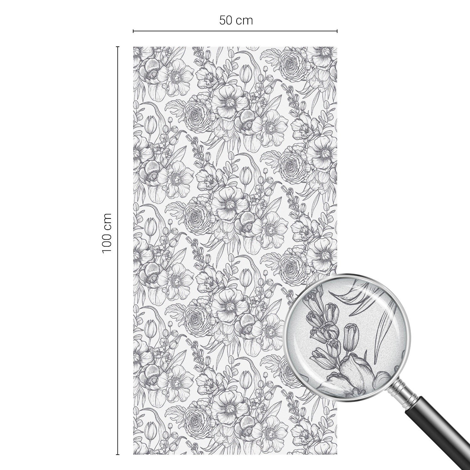 Decorative Privacy Window Film for Home and Office Floristic Elegance