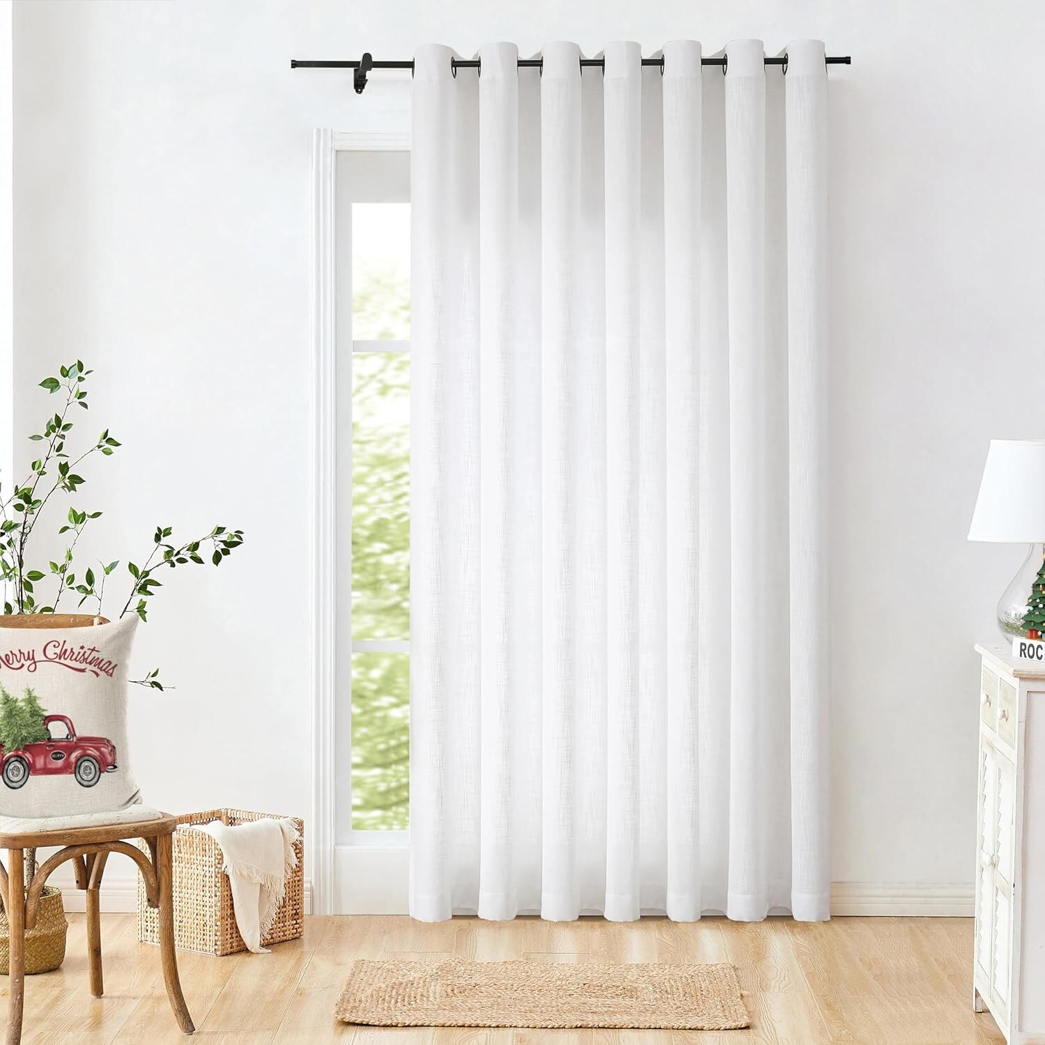 Central Park White Window Door Curtain 100″ Extra Wide Rayon Blend Light Filteri
