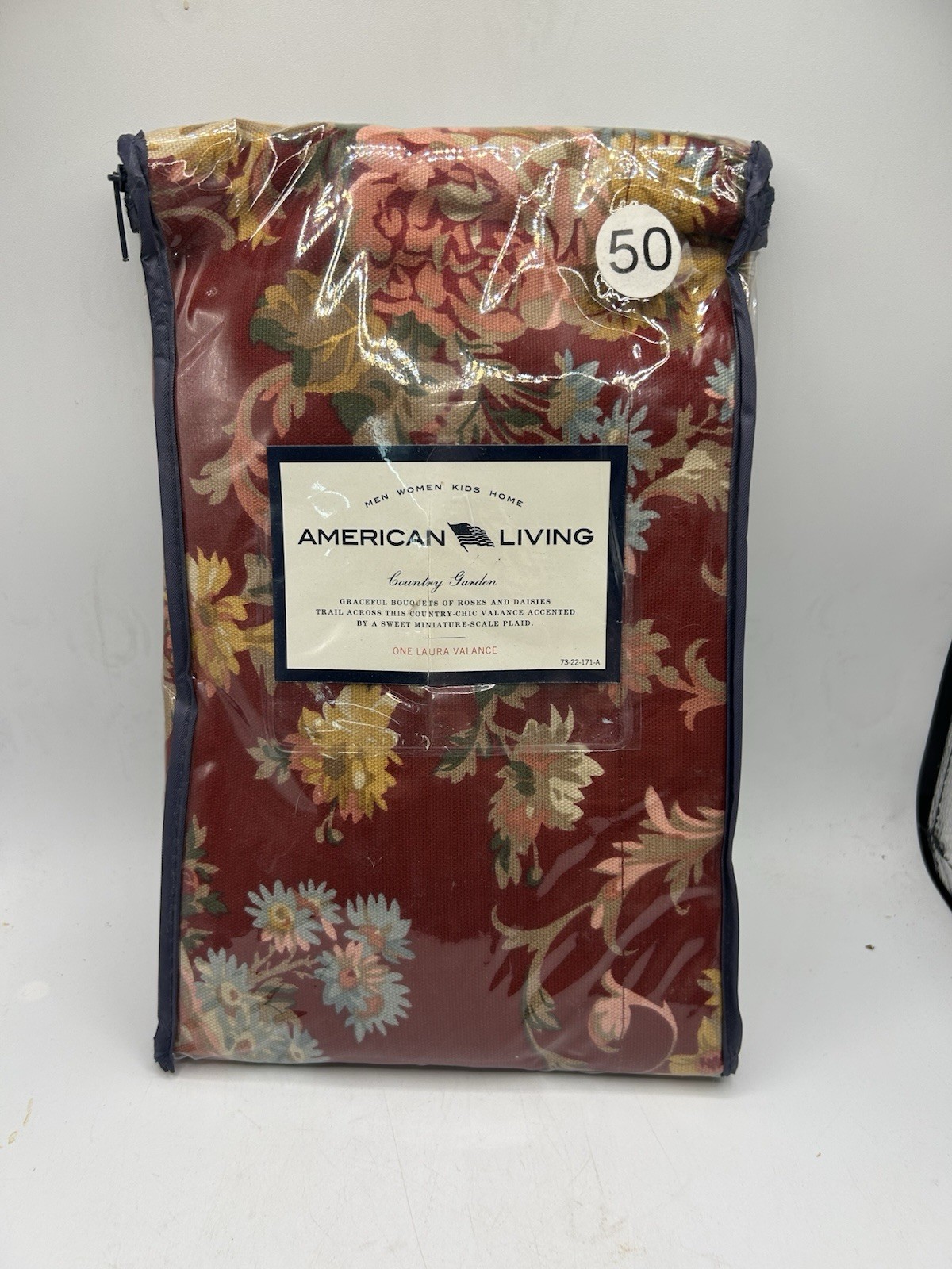 VTG~AMERICAN LIVING~Country Garden~One 78” Laura Valance~Country Chic~Floral~Red