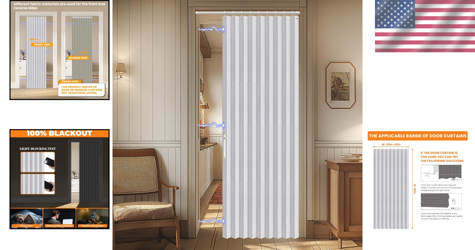Blackout Magnetic Accordion Door for Interior Privacy & Light Control