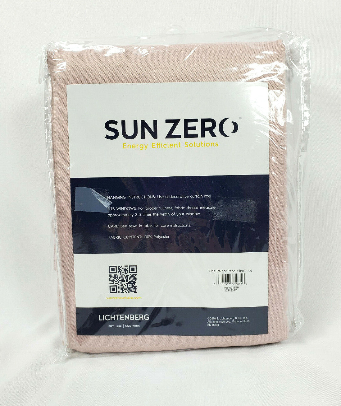 Sun Zero Blush Pink Emory Room-Darkening Rod-Pocket Curtain Panel Pair, 108″x63″