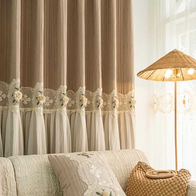 1PC Cloth and Yarn Integration Curtains,Home Curtains Blackout,Suitable for b…