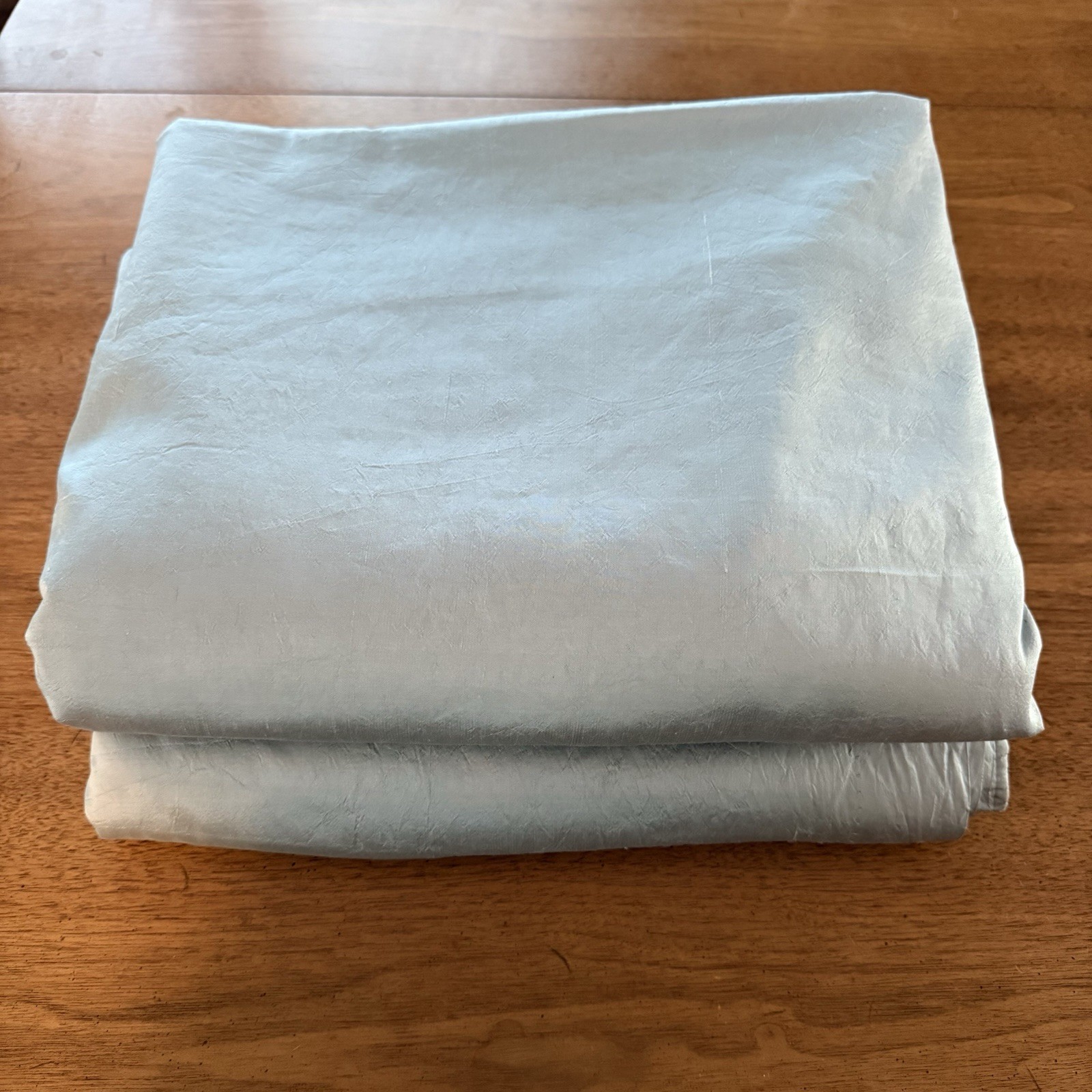 VTG Silk Curtain Panels SET 2 Light Blue Thermal Blackout Double Lined 47×90 Ea