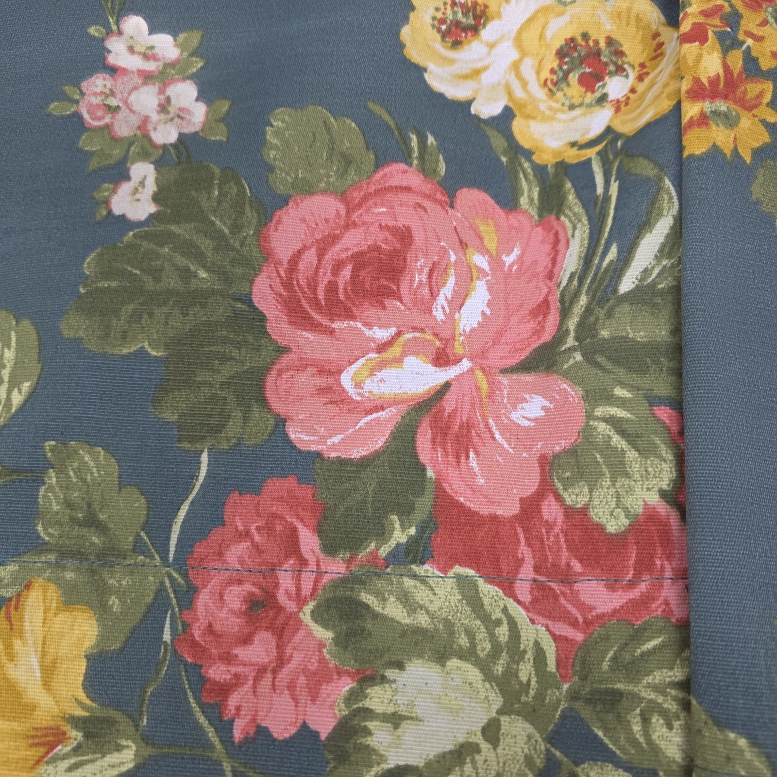 NEW Laura Ashley Floral Curtains Set of 4 Panels 38×96 Cotton Blend Back Tab