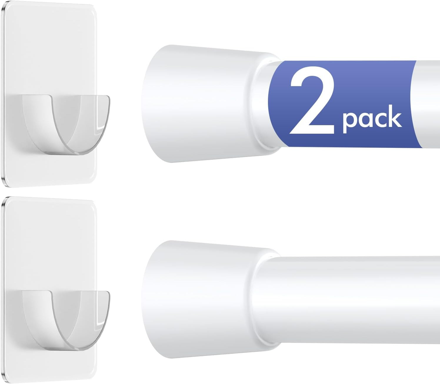 Corklatta 2 Pack White Spring Tension Curtain Rods Adjustable 16 to 40 Inch, Sma