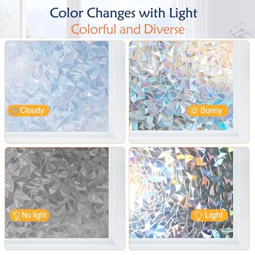 Window Privacy Film Window Coloring Colored Glass Film UV 17.5″×78.7″ Clear