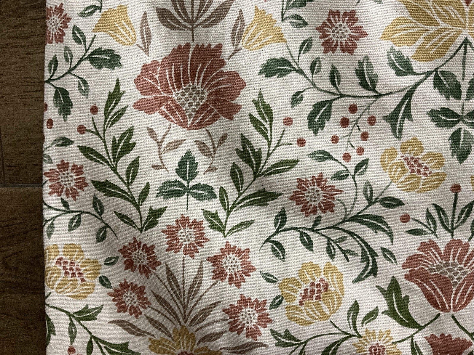 Nicole Miller Floral Jacobean Cotton Two Back Tab Window Panels – New – 50 x 96”