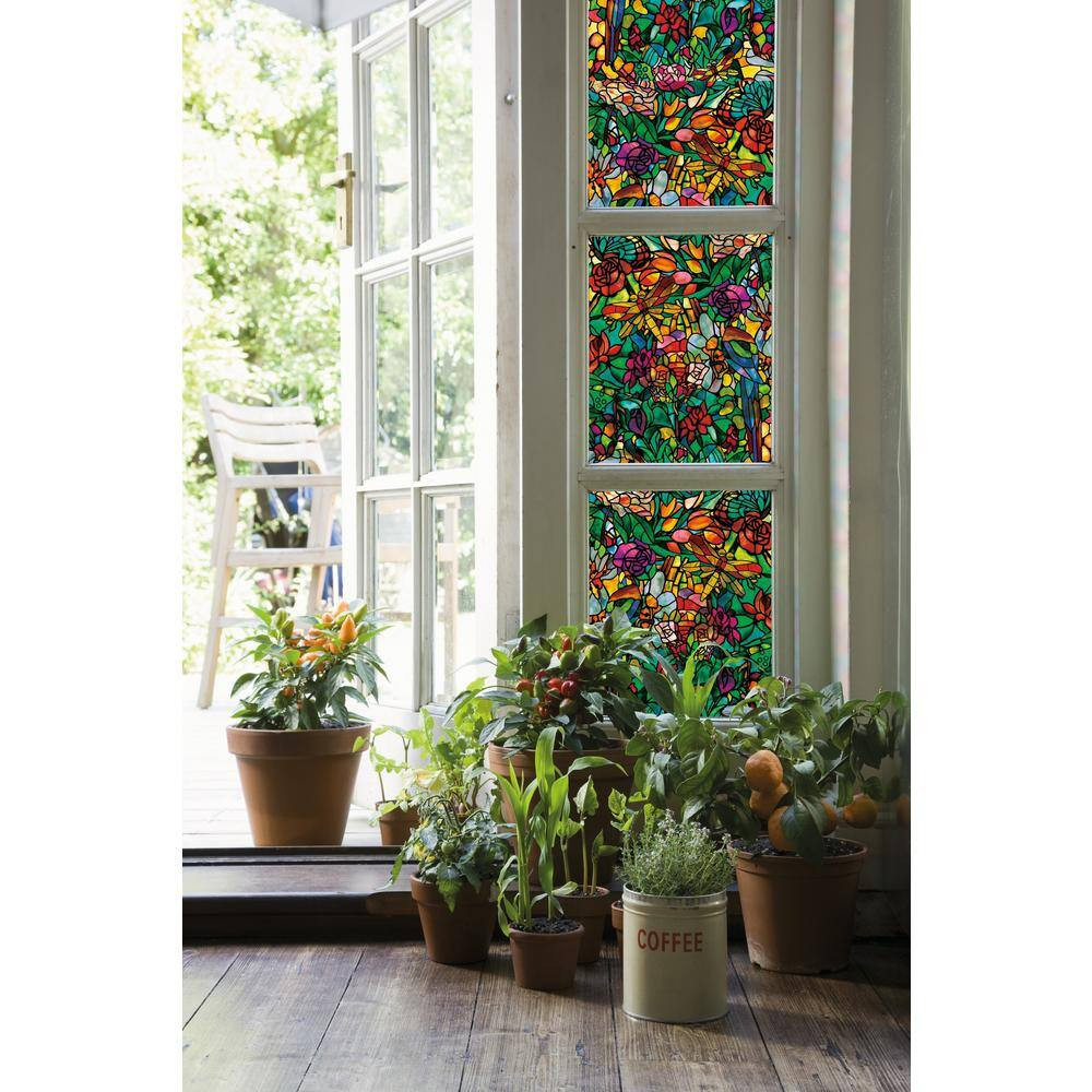 Tulia Also Known as Spring Chapel Stained Glass Multi-Color Self Adhesive Film
