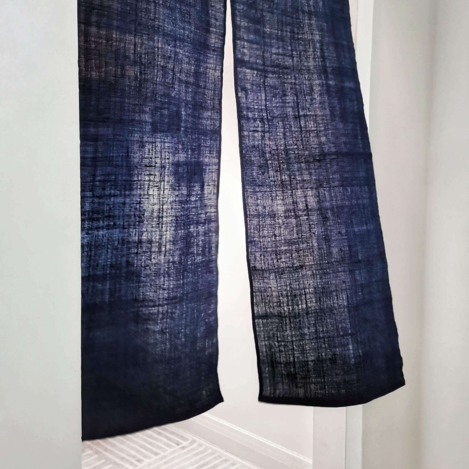 Plain Indigo Japanese Shibori Tie-Dye Hemp Ramie (あさ Asa) Noren Doorway Curtain