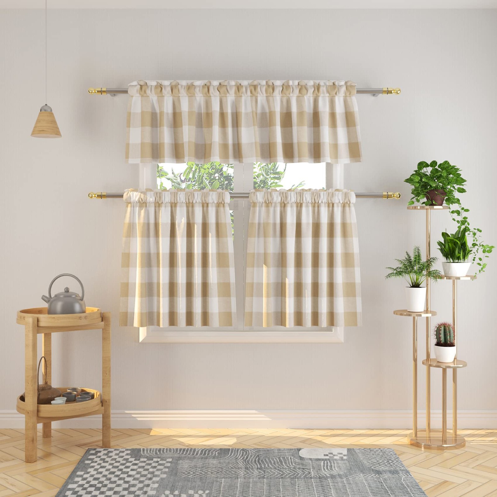 Natus Weaver Buffalo Check Kitchen Tier Curtais 36 Inches Long Plaid Gingham
