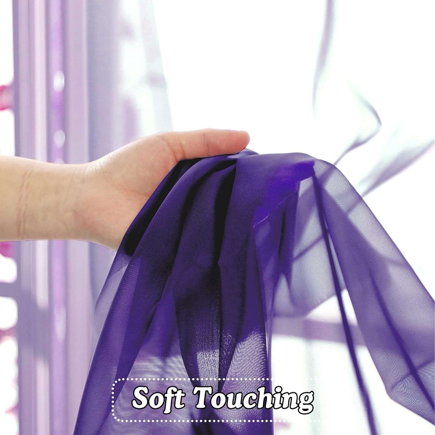 Elegant Purple Sheer Curtains 42×45 Inches – 2 Panels, Light Filtering Draperies