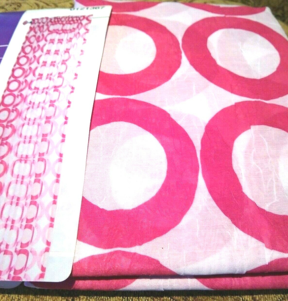 STYLE SELECTIONS Lightweight Curtain Panel Berta Pink Rose Circles 84L Teen NIP