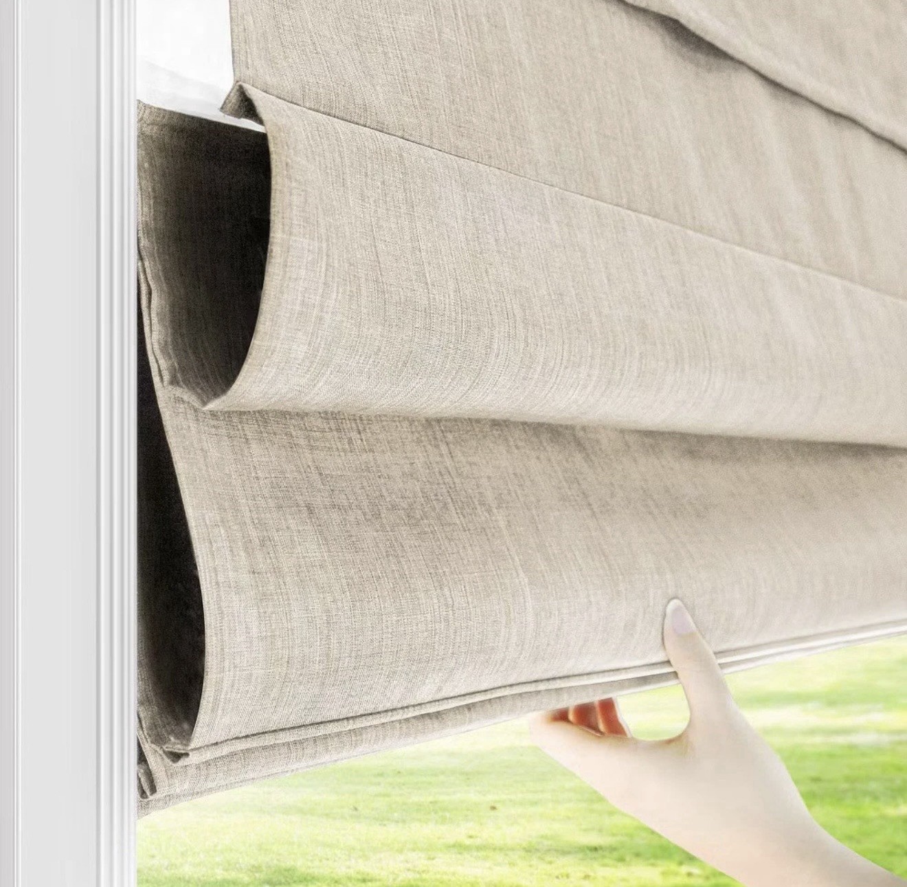 Chicology Belgian Flax Cordless Light Filtering Roman Shade Beige 36×48