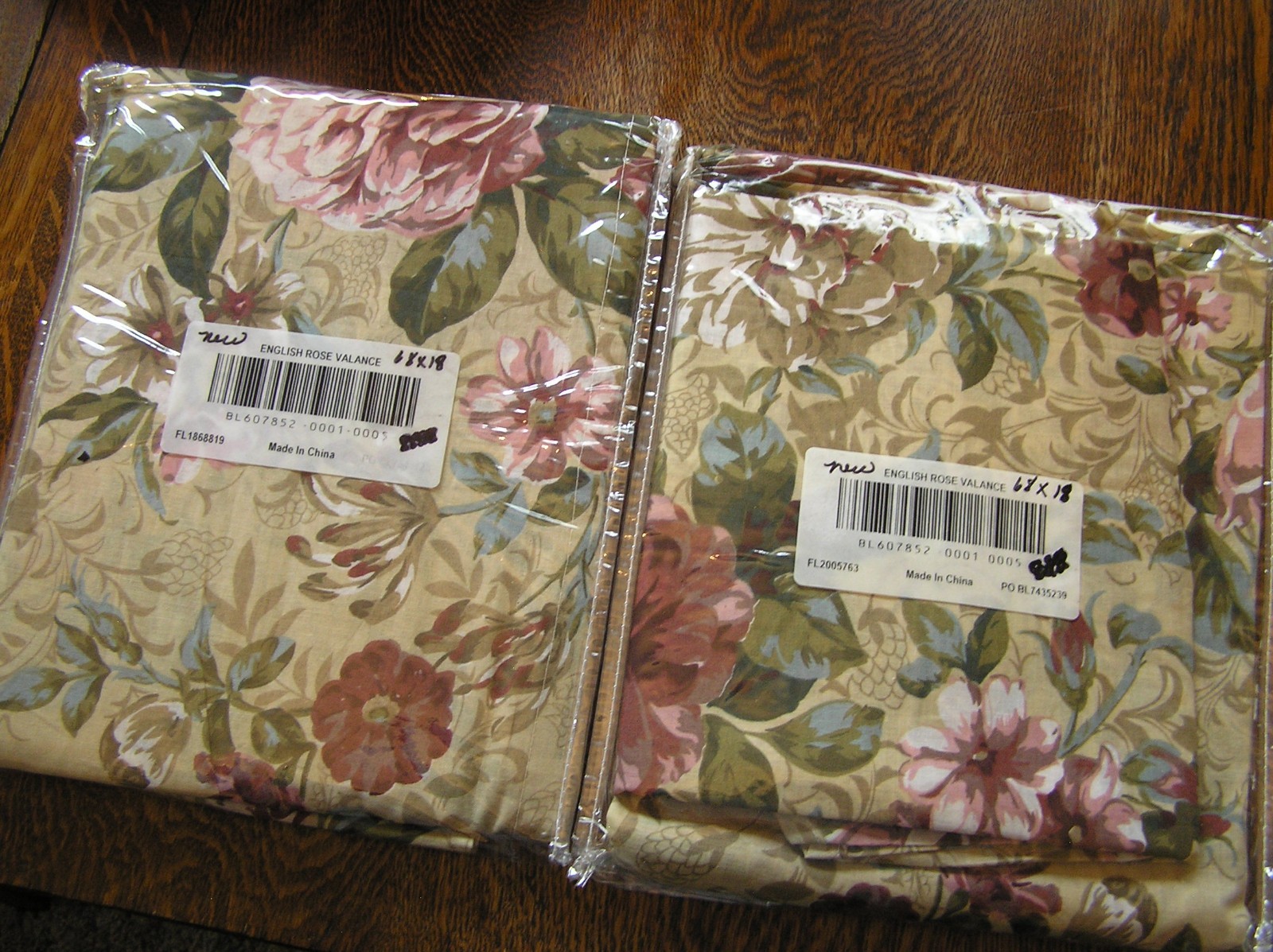 Set of 2 Floral Scalloped Curtain Valances 70″W x 18″L ENGLISH ROSE Cotton~~NIP!