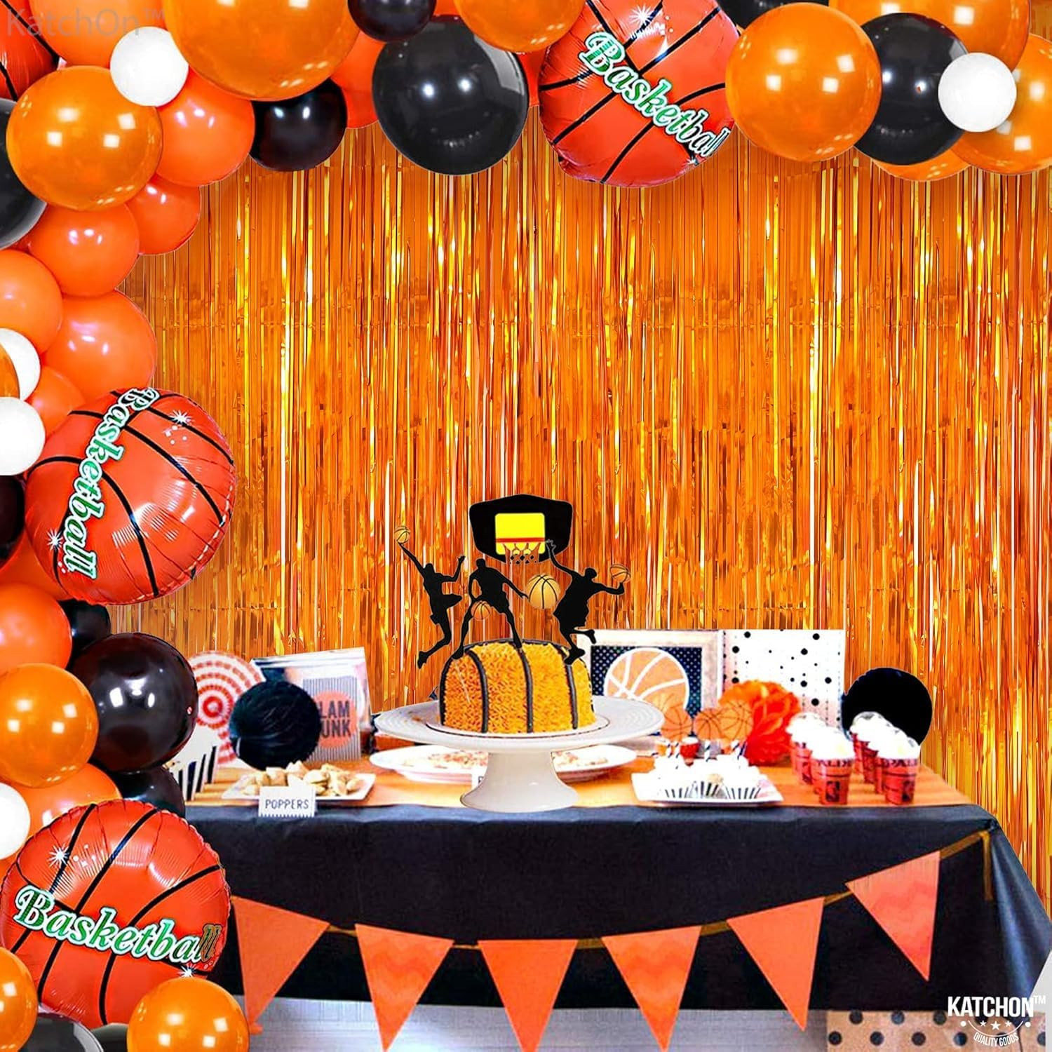 , Xtralarge Orange Fringe Backdrop Curtain – 3.2X8 Feet, Pack of 2 | Orange Stre
