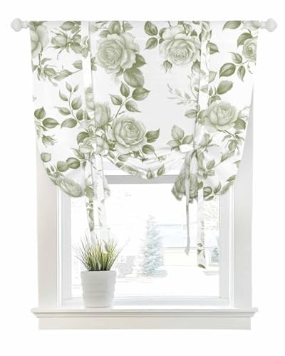 Blackout Tie Up Curtains for Windows Vintage 42″W x 45″L (Pack of 1) White