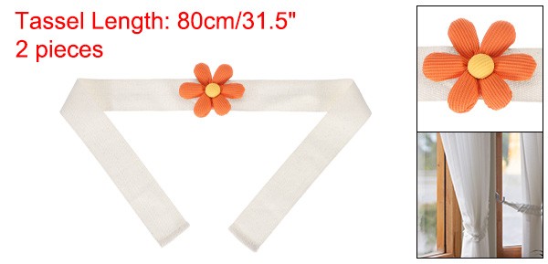 Curtain Tiebacks, 2 Pack Cute Flower Curtain Ties, Six-petal Orange
